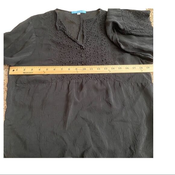 Johnny Was Sheer Black Blouse w/ Lace  Sz M. EUC - Picture 8 of 10